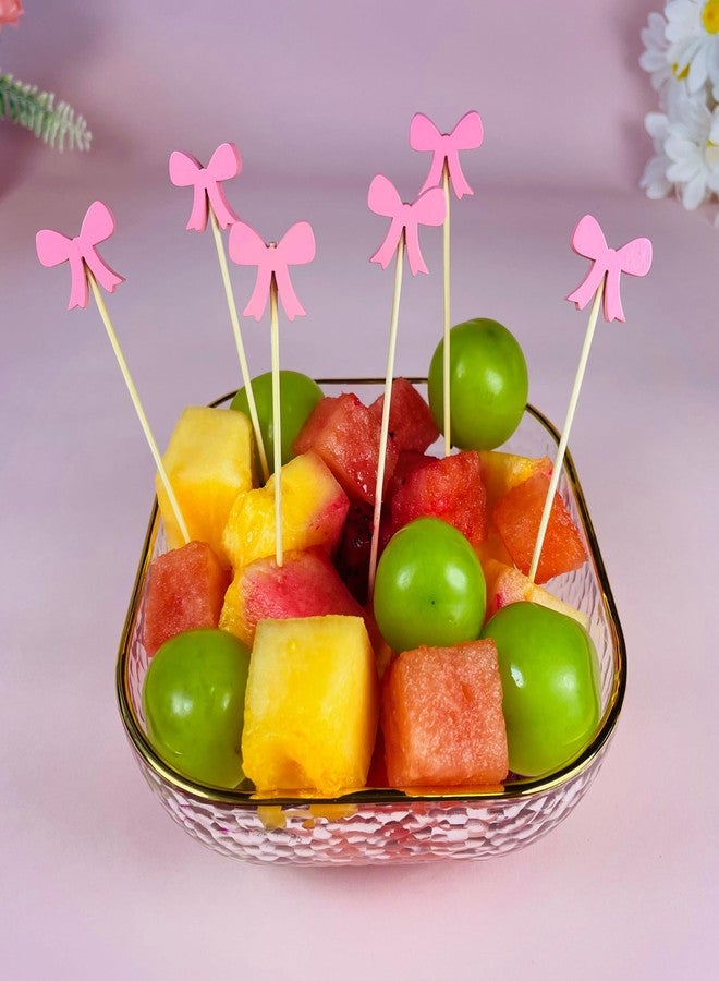 XMZY Pink Bow Toothpicks Fancy Cocktail Sticks for Appetizers Skewers 5 Inch Food Picks for Fruit Drink Sandwich Dessert Bow Decorations for Party (100PCS) - Image 5